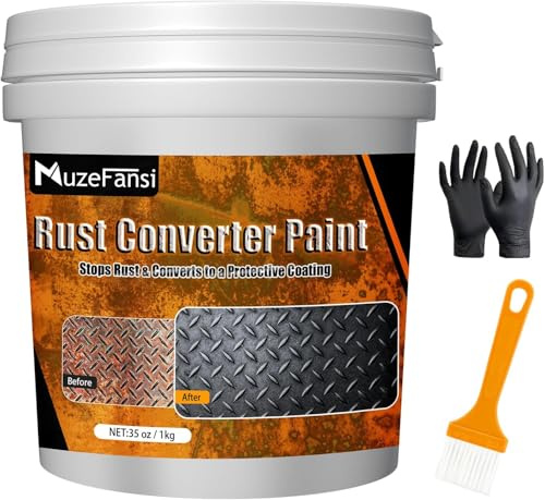 Souvik Convertisseur de Rouille 1000ml – Peinture Antirouille et Apprêt Métal Noir 2 en 1 – Traitement Inhibiteur de Rouille Durable pour Voitures, Portails, Outils et Surfaces Métalliques
