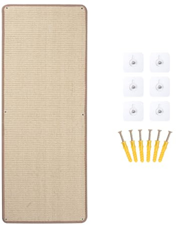ALYCLIP Sisal Cat Scratching Mats 1 Pack, Cat Scratch Furniture Protector | Wall Mounted Wall Climbing Carpet, Horizontal Cat Scratcher Rugs for Furniture Protection, 39.3 Lx15.7 W, Sisal Color