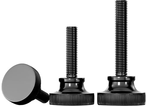 Qrity 12 Pezzi Vite Zigrinata, M4 x 6 mm Viti di Serraggio a Mano in Carbonio Zincato Nero, per Dispositivi Meccanici, Dispositivi e Mobili