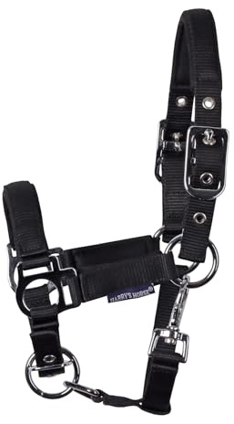 JA Horse JA4005 Foal Headpiece Pepper - Adjustable Halter for Foal with Neoprene Padding on Neck & Nose (Black, Mini Foal)