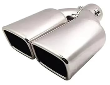 tubo di scarico dell'auto Terminale Di Scarico Universale A Doppia Uscita Marmitta Posteriore Tubo A Bocca Quadrata In Acciaio Inox Accessori Per Auto(Silver Straight)