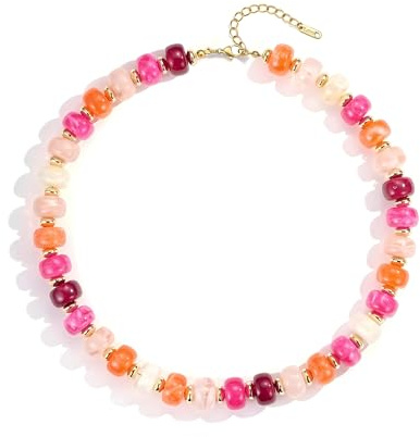 SIXDUTON Färgglada pärlhalsband för kvinnor flickor, uttalande kedja stora pärlor kort choker halsband för kvinnor, justerbar boho sommar kedja smycken presenter till strand vardag