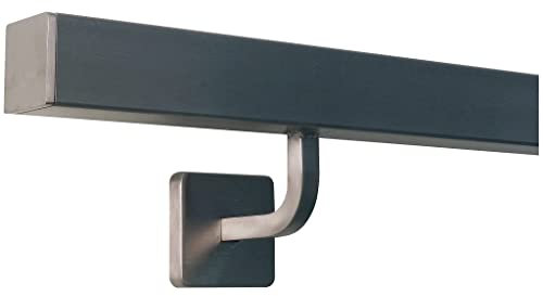 TIBU Edestahl Handlauf quadratisch 0,3m - 6m Wandhandlauf Treppenhandlauf Innen und Außen, Länge 150 cm mit 3 Halter