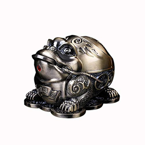 K COOL Toad Frog Animal MetalAshtray for Cigarettes with Lid Decorative Cigarette Ashtray Windproof Smoking Ash tray Holder for Indoor outdoor Smokers Nice Gift for Men Women (Bronze)