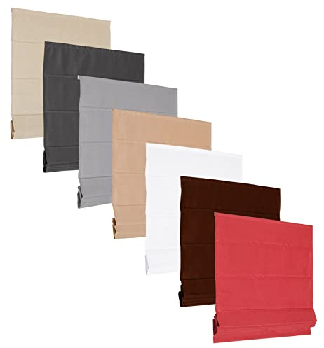 Estor plegable básico, color gris, blanco, chocolate, rojo, beige y moca, 12 tamaños, 7 colores (gris, 140 x 175 cm)