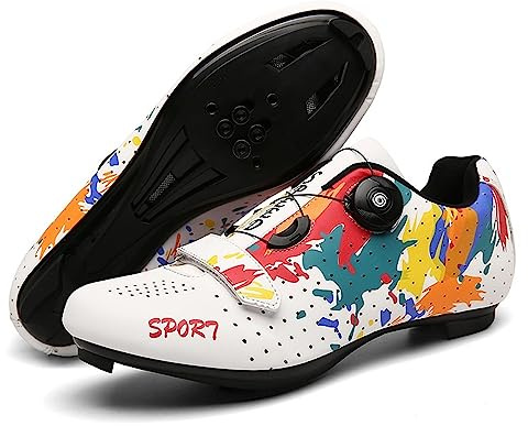 Hixingo Chaussures de Cyclisme pour Hommes et Femmes, Chaussures de Vélo Route et VTT Unisexes en Plein Air, Crampons Respirants, Semelle Dure