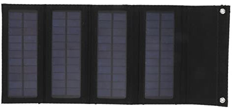 Tragbares Solar Telefon Ladegerät, 40W USB faltbares Solar Ladegerät mit 4 Solar Panels, schnelles Aufladen Solar Power Bank für Smartphones, Tablets, Camping Wandern Rucksack (Schwarz)