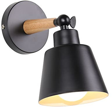 TOKIUS Applique da parete Interno Vintage Lampada da parete Moderno Applique Industrial E27 Lampadari e Plafoniere Cucina regolabile 180 gradi 60W (Nero, Senza interruttore -1 pezzo)