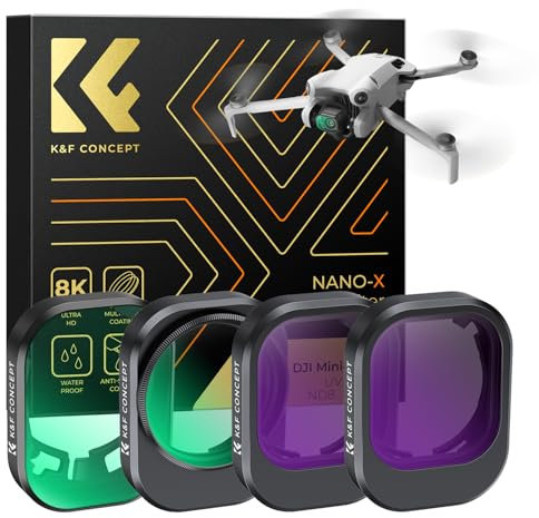 K&F Concept Mini 4 Pro Filterset,4 Stück CPL,UV,ND8, ND16 Filter Kompatibel mit DJI Mini 4 Pro, mit mehrfach beschichtete HD optisches Glas, Aluminium Version