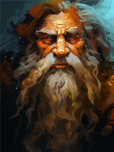 Malen Nach Zahlen Zwerg, 60x80cm DIY Malen Nach Zahlen Erwachsene Mann, DIY Kreativ Set für Erwachsene Handgemalt Ölgemälde Kits auf Leinwand Geschenk, Acryl-Malen Nach Zahlen für Wanddeko Geschenke