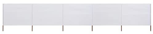 Homgoday Strand-Windschutz, 5 Paneele, weißer Stoff, 600 x 160 cm, Windschutz am Strand oder auf dem Campingplatz, Windschutz am Strand