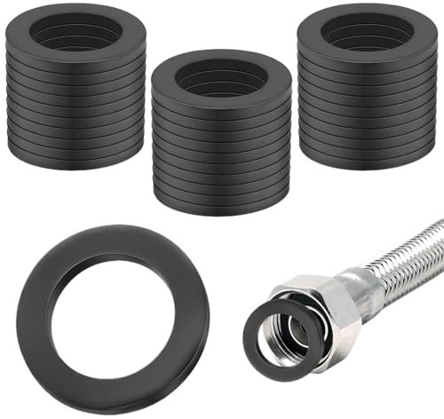 30 Stück Dichtungsringe Sanitär - 3/4 Zoll Gummidichtung, Schwarz Gummi Wasserhahn Dichtung, Dichtringe Unterlegscheiben für Duschkopf Dichtung Waschbecken Ablauf Poolpumpe