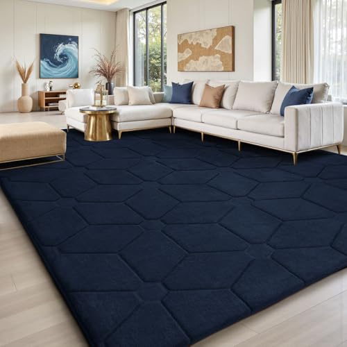 Sour Lemon Rugs Living Room 160x230,3D NavyBlue Area Rugs for Bedroom,Extra Large Rugs for living room,Machine Washable Anti Slip Short Pile Rug Carpets Mat for Kids Room Bedroom