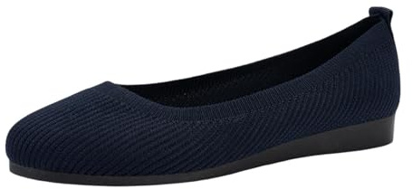 Ballerinas Women's Sandals Summer Shoes Orthorinas Shoes Comfortable Slip On Non-Slip Flat Knit Trainers Summer Elegant Breathable Round Toe Sporty Flat Dance Shoes Women, Dark blue A, 8 UK