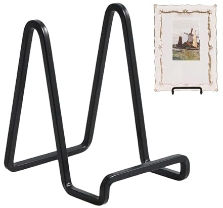 Lot De 2 Chevalets En Métal Noir - 14.5x7.5x11.5cm Présentoir De Fer Pour Plaques, Support Assiette Decorative,Presentoir Cadre Photo Livre De Table, Réglable, Pour Photos, Image, Assiette Décorative