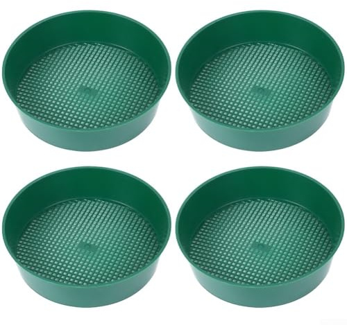 4 setacci per terreno per giardinaggio, setaccio da giardino in plastica con rete fine, filtro a sabbia per terriccio in polipropilene, per compost, cesto drenante per piantare all'aperto, verde e