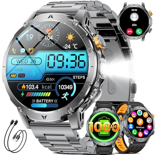 LIGE Smartwatch Uomo,1.7 HD Orologio/1000 mAh - 50 giorni in standby Smart Watch con Effettua/Risposta Chiamate,100+ Sportivo Fitness Tracker con Contapassi Sonno Cardiofrequenzimetro per iOS Android