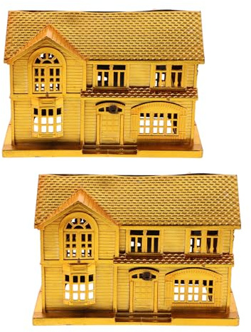 Healeved 2 Casas de Plástico Dorado para Culto Ancestral, Suministros Funerarios Chinos para Día Limpieza de Tumbas Qingming, Villa de Lujo para Ofrendas y Sacrificios