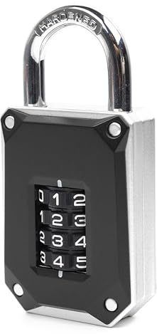 Lucchetto a Combinazione 4 Cifre Senza Chiavi, Lucchetto in Metallo Rinforzato con Codice Personalizzabile, Oltre 10.000 Combinazioni, per Armadietto, Cancello, Catena, Garage e Cassetta Attrezzi