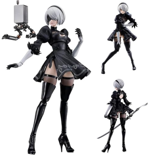 Xinchangda 2B actionfigur utbytbar tillbehörsmodell | 2B-figur, 2Byorha PVC-staty, nr.2 typ B anime-figur, prydnad, 16 cm