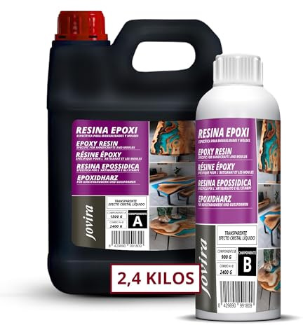 JOVIRA PINTURAS Resina epossidica trasparente 2,4 KG | Per artigianato, opere d'arte, legno, tavoli creativi in legno, gioielli artistici, artigianato creativo, fai da te. (2,4 Kilos (Paquete de 1))