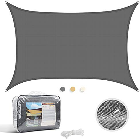 Levesolls Toldo Vela de Sombra Rectangular 4 x 3 m Protección Rayos UV Impermeable Resistente para Patio, Exteriores, Jardín, Color Gris