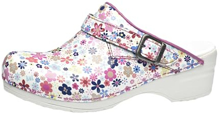 Sanita | Little Flower | Open Clog | Original Handmade for Women | Anatomically Shaped Footbed in Soft Foam | Heel Strap | Pink | 39