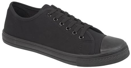 GladRags Women's Ladies Girls Low Top Canvas Trainers, Pumps, Plimsolls All Black Size 5