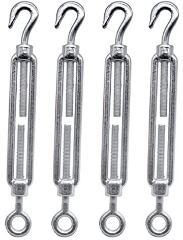 (4 Stück) Spannschloss Drahtspanner M8, verstellbare Spannschlösser Haken und Öse, Seilseilspannung (4 Stück, M8)