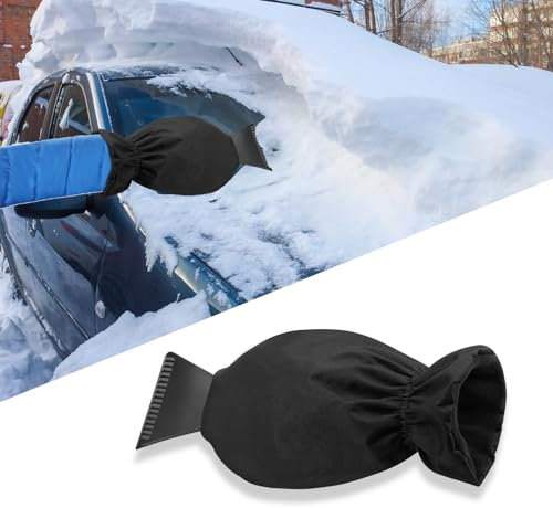 Huiguli Ice Scraper for Car Windscreen, Snow Removal with Antifreeze Glove, Deicer Car Windscreen, Car Ice Scraper Tool Will be Easy to Scrape Pesky Frost and Ice from Windshield (Black)