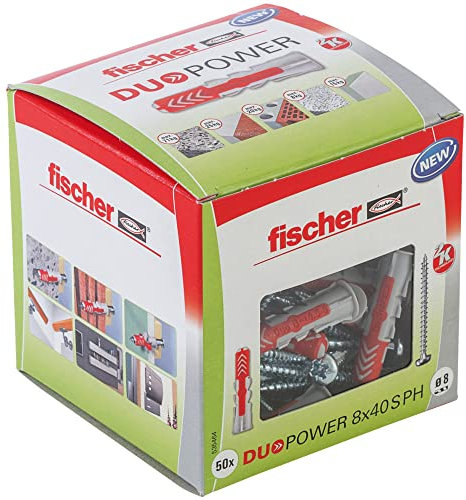 Fischer - Chevilles - Boîte de 50 chevilles universelle Duopower Ø8 x 40 mm + vis à tête ronde Ø5,5 x 55 mm - Fischer