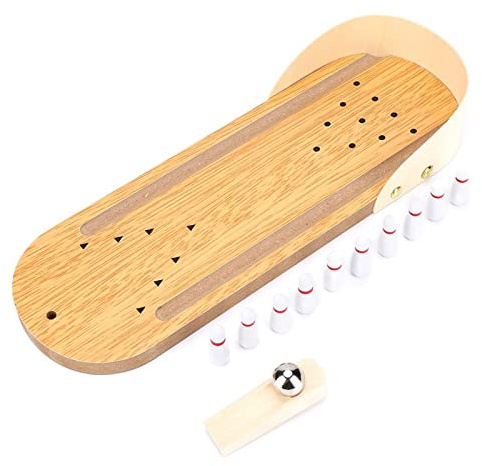 Mini Bowlingspelset, Rolig Leksak, trä, Metall, Bordsspel, Mini, Brädspel, Fingerspel, Bowlingspel, Barnleksak, Från 6 år och Uppåt, Multispelset