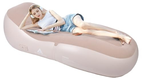 Ausla Canapé Gonflable en PVC, Chaise Longue de Plage Portable avec Pompe Intégrée, Gonflage Automatique, Flocage