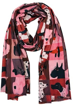 Walniverse Kuscheliger Winterschal für Damen mit Hundemotiv – Weihnachtsgeschenke für Frauen, 200x70 cm, Jahrestagsgeschenk für Sie, Geburtstagsgeschenk für Tierliebhaber (rot)