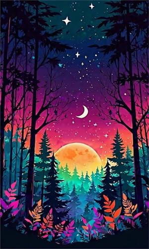 Puzzle 1314 Pieces Arbres Sous Ciel Étoilé, Jeux éducatif Défi Jouets Puzzles Classiques, Parfaitement Emboîtable Lettres au Dos, pour Vous Faciliter le Travail pour Hommes Femmes Plus âgés 75 x 50 cm