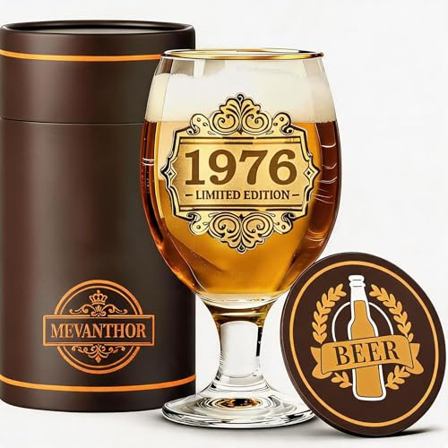 Mevanthor Regalo 50 Años Hombre,Copa Cerveza 1976 Años Cumpleaños,400ml