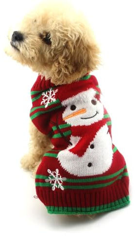 NACOCO Dog Snow Sweater - Snowman Holiday Pet Clothes for Small Dogs and Cats - Christmas Xmas New Year (Snowman, M)