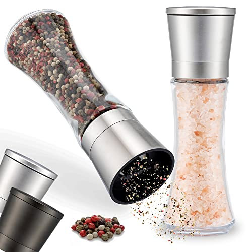 ZOLMER® Gewürzmühle 2er Set mit Verstellbarem Keramikmahlwerk - Edle Salzmühle & Pfeffermühle aus Hochwertigem Edelstahl - Auch als Chilimühle [Ohne Gewürzinhalt]