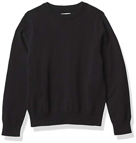 Amazon Essentials Jersey de Uniforme de Algodón con Cuello Redondo Niño, Negro, 10 años