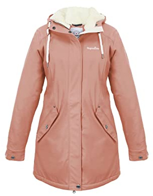 Regenliebe Damen Regenmantel Friesennerz mit Teddyfleece gefüttert, Größe:46, Farbe:alt-rosa