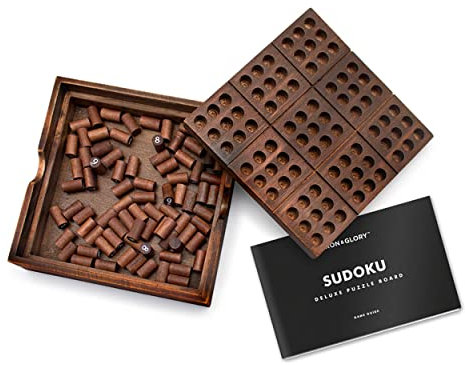 Iron & Glory | Wooden Sudoku Board Game | Wooden Sudoku Puzzle | Brain Teaser Games For Adults | Portable Travel Games For Kids | Family Board Game | Puzzle Gifts For Men | Wood Pegs & Guide