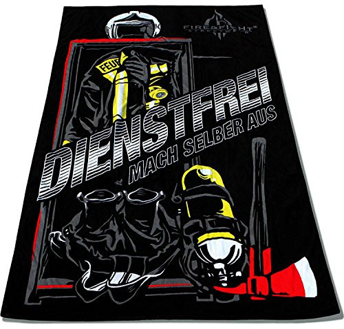 Roter Hahn 112 Feuerwehr 175x100cm Oversize Frottee Strandtuch Saunatuch Badetuch Handtuch Dienstfrei Fire & Fight Streetwear