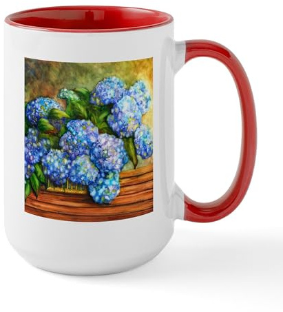 CafePress Hydrangeas Large Mug 15 oz (444 ml) Ceramic Coffee Mug