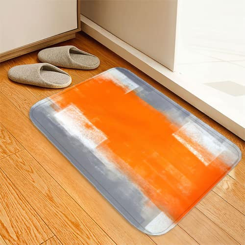 ZAPOXO Orange Graue Abstrakte Malerei Fußmatte, Künstlerischer Hintergrund Badteppiche mit Gummirücken Eingang Teppich für Innen und Außen Willkommen Türmatte - 60 * 90cm