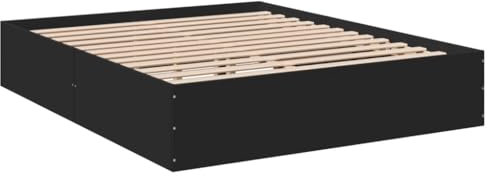 vidaXL Bettgestell, Bett Doppelbett für Schlafzimmer, Bettrahmen mit Lattenrost, Schlafzimmerbett Modernes Design, Schwarz 160x200cm Holzwerkstoff