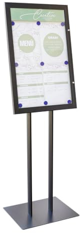 Espositore a Leggio con Piantana 51,4x79 cm in Alluminio Porta Menù Nera
