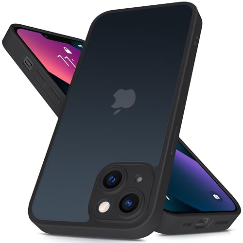 Mootobo for iPhone 13 Case 6.1-Inch, Matte Shockproof Bumper Phone Cover, Military-Grade Protection Ultra Slim 360°Full Body Frosted Translucent Back Phone case for iPhone 13(Black)