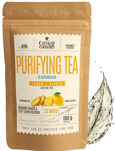 DETOX | Te Depurativo | Infusión de Limón y Jengibre con Té Verde, Diente de Leon, Ortiga, Cola de Caballo, Hibisco, Pimienta Rosa | Digestivo, Drenante | Antioxidante Natural 100g