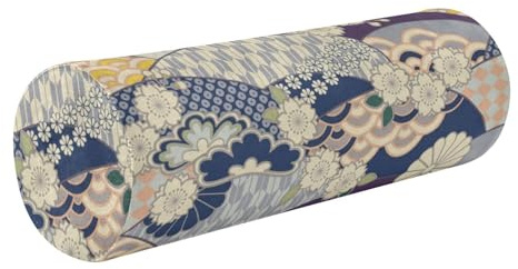 Amooorous Cuscino tradizionale giapponese Ukiyo-e con fiore blu, cuscino rotondo per dormire, cuscino cilindrico per dormire, supporto per il collo dell'auto