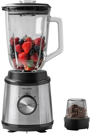 Daewoo Jug Blender And Ginder With Stainless Steel Blades, 1500ml Jug For Smoothies And Soups And 100g Grinder For Coffee And Spices With Safety Lock And Non-Slip Feet